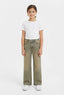 Girls Wide Leg Olive Jeans | 32" Length / 24" Waist