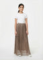 Girls' Mocha Pleated Tulle Maxi Skirt – 32 Inches Length