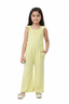 Girls Light Yellow Sleeveless Wide-Leg Jumpsuit