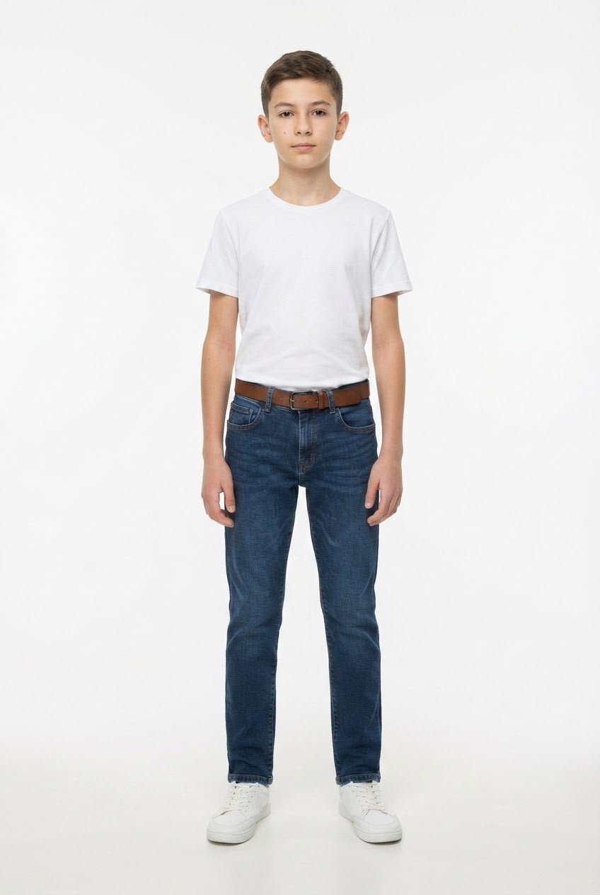 Boys' Dark Blue Slim Fit Denim Jeans Main image