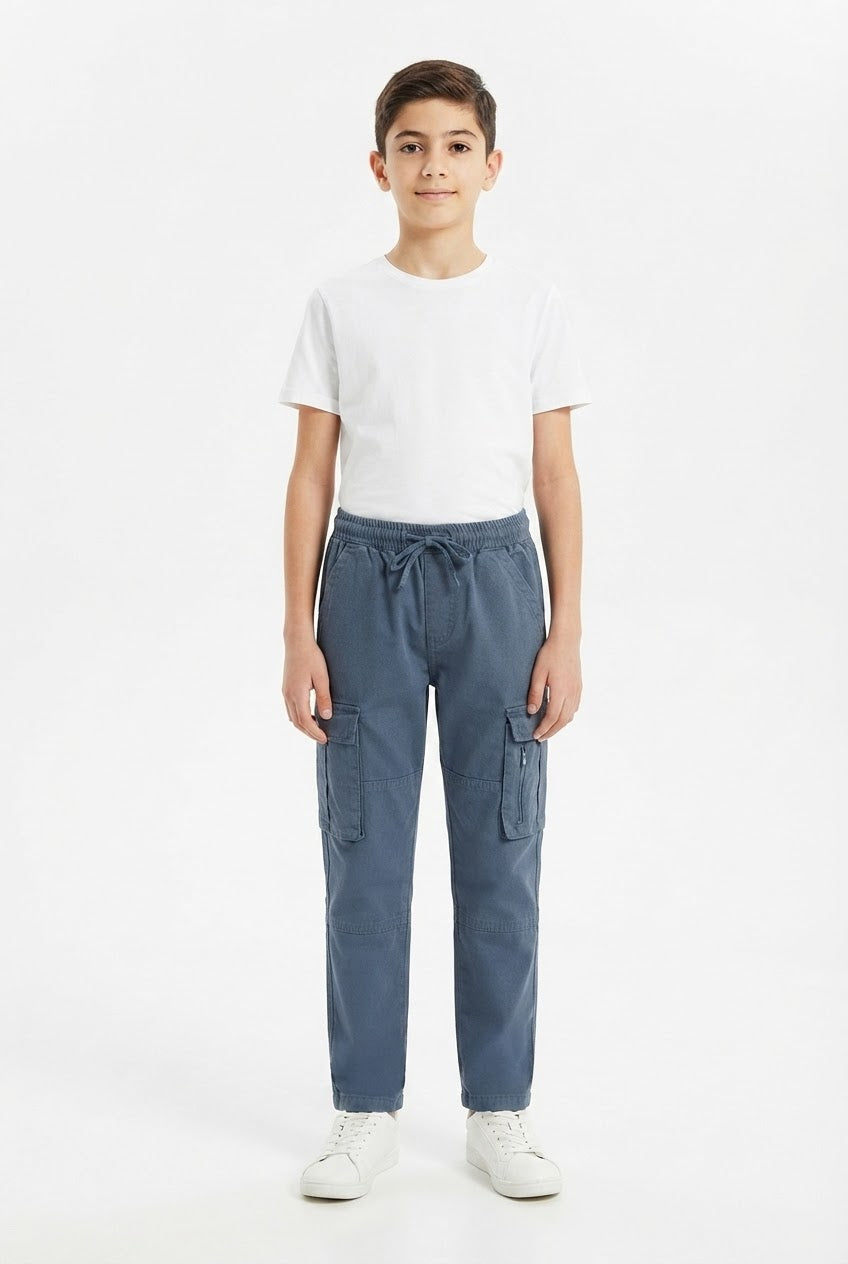 Boys' Steel Blue Cargo Jogger Pants – 32" Length Main image