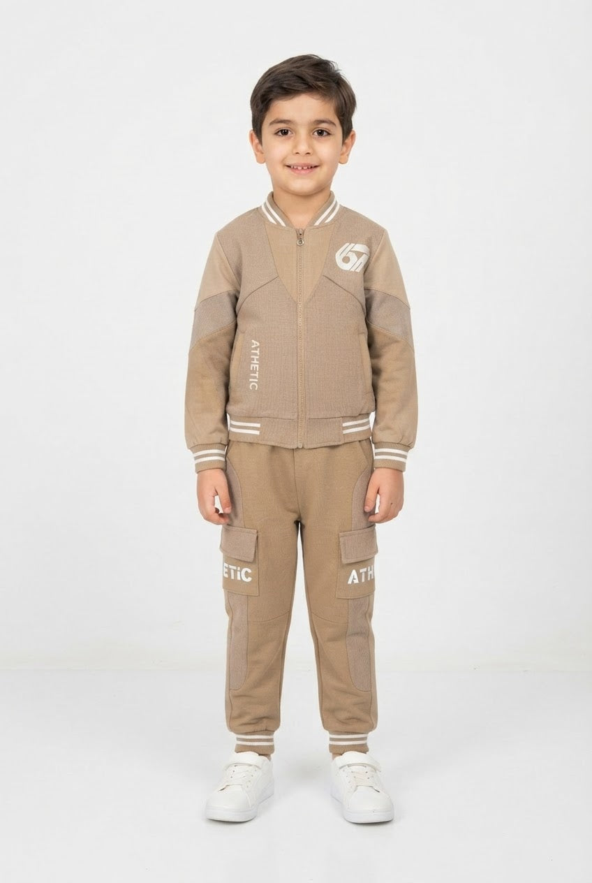 Boys Athletic Co-ord Set – Beige