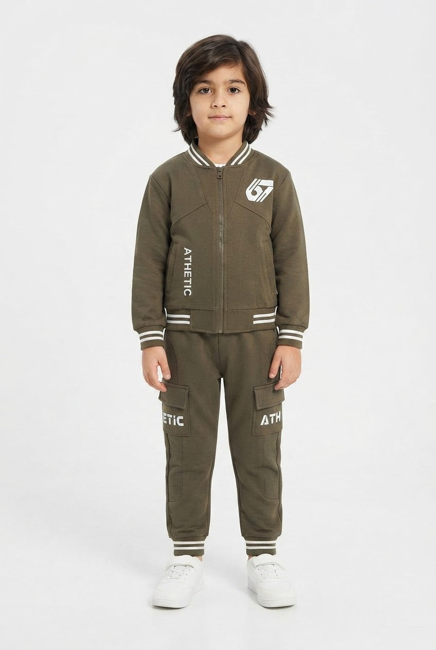 Boys Athletic Co-ord Set – Olive