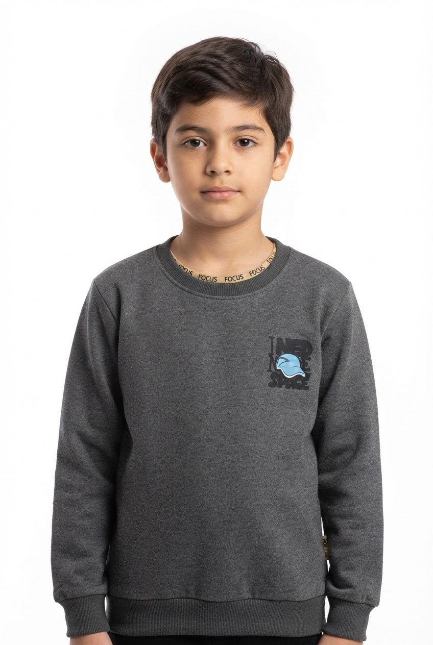 Boys Charcoal Grey "I Need More Space" Graphic Sweatshirt