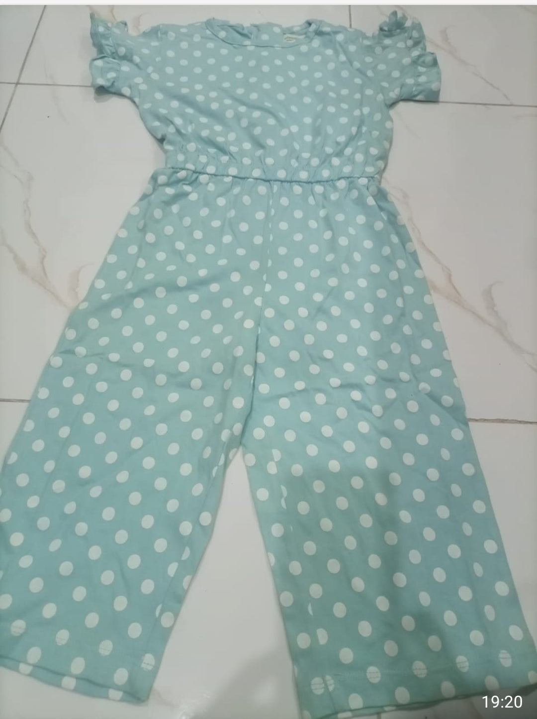 Mint Polka Dot Jumpsuit for Girls