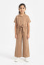 Khaki Tie-Front Co-Ord Set for Girls