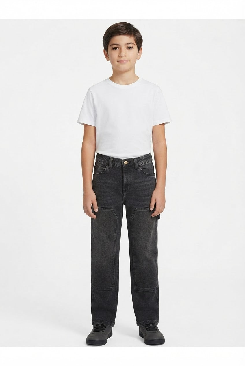 Boys' Black Carpenter Denim Jeans – 32" Length / 24" Waist
