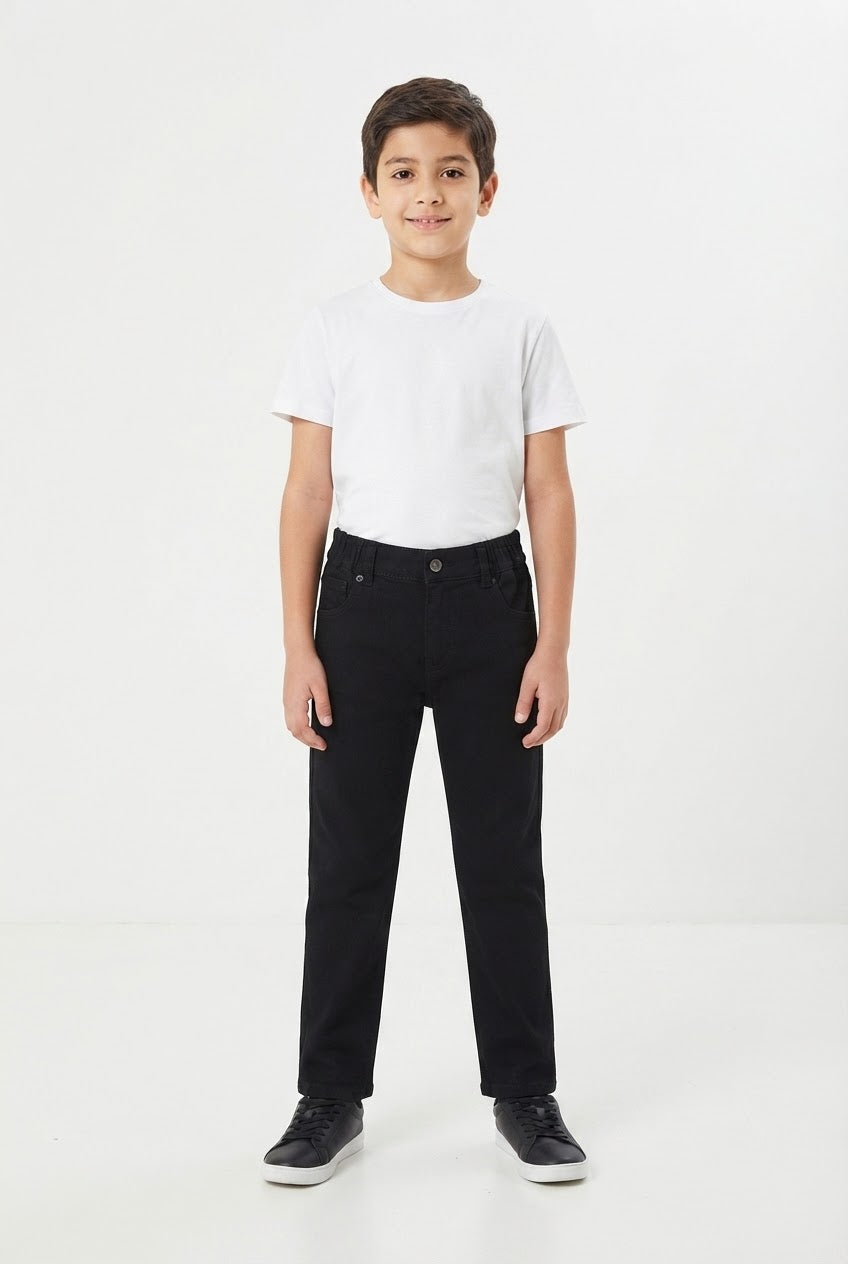 Boys' Black Slim Straight Jeans – 29" Length / 20" Waist