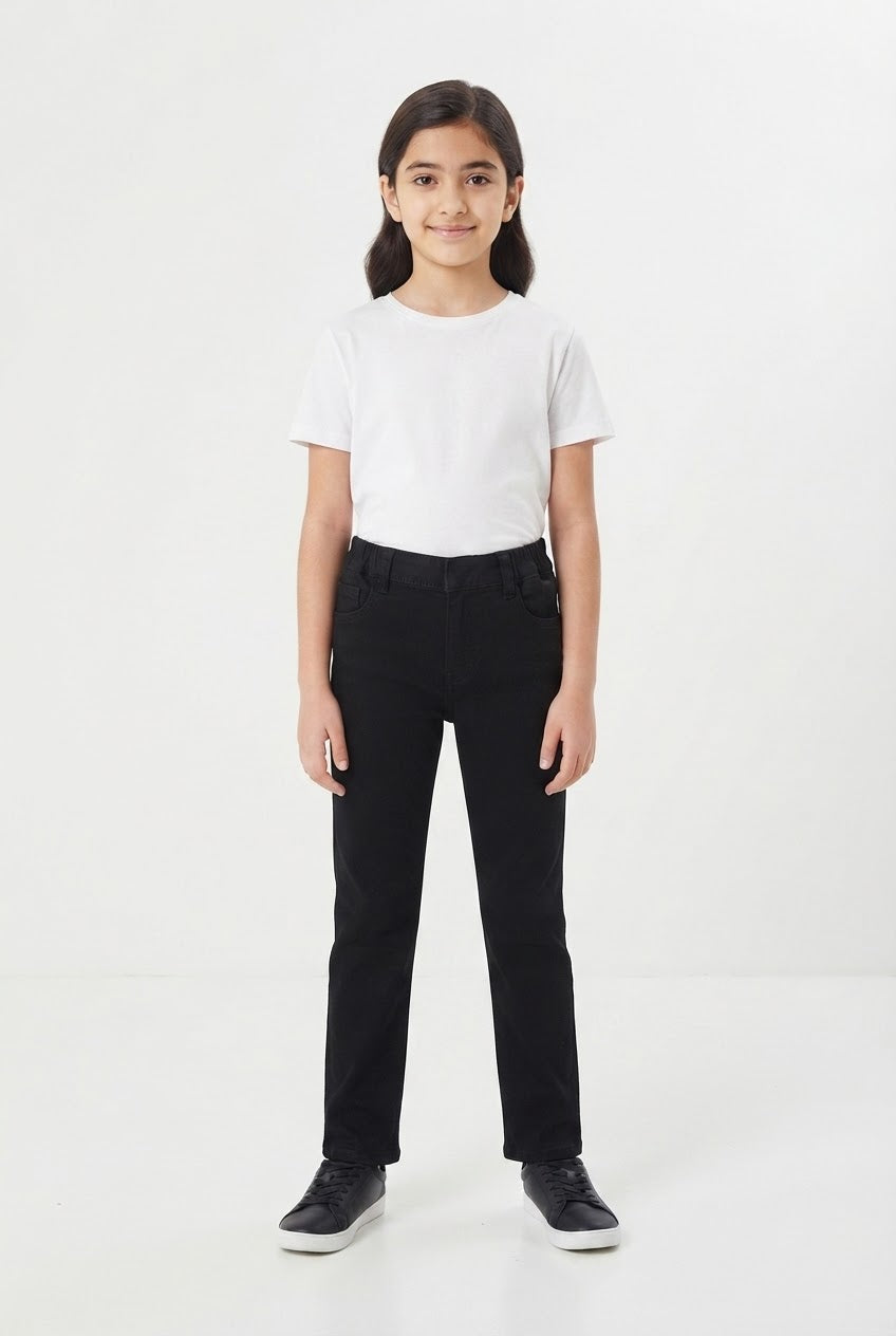 Girls' Black Slim Straight Jeans – 29" Length / 20" Waist