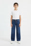 Boys' Dark Blue Wide-Leg Button-Fly Jeans – 29" Length / 20" Waist
