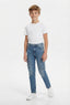 Boys' Mid Blue Cargo Denim Jeans – 32" Length / 24" Waist