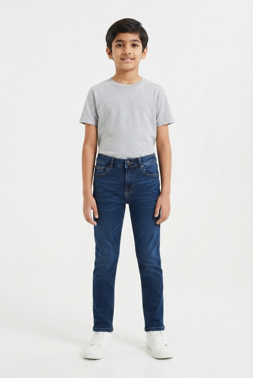 Boys' Navy Blue Slim Fit Denim Jeans – 36 Inch