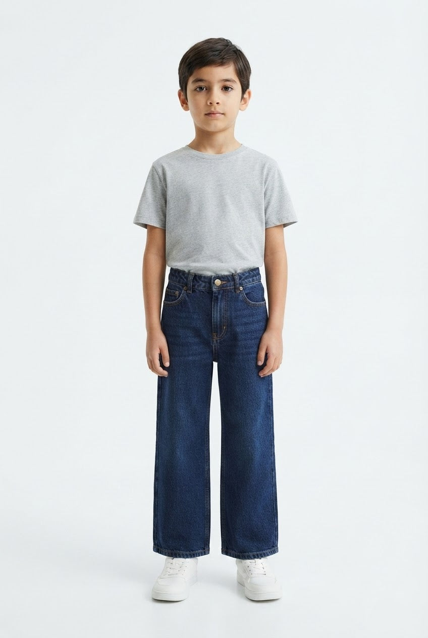 Boy's Wide-Leg Dark Navy Jeans – 30" Length
