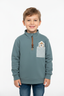 Boys Slate Blue Quarter-Zip Sweatshirt with Bear Pocket length of shirt is 17 inches sleeves and his 12 inches please include this in description