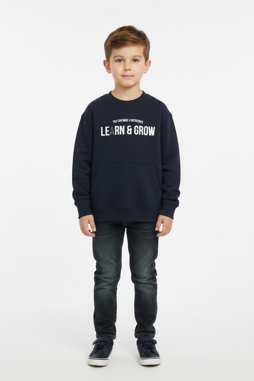 Boys Navy Blue "Learn & Grow" Graphic Sweatshirt Main image
