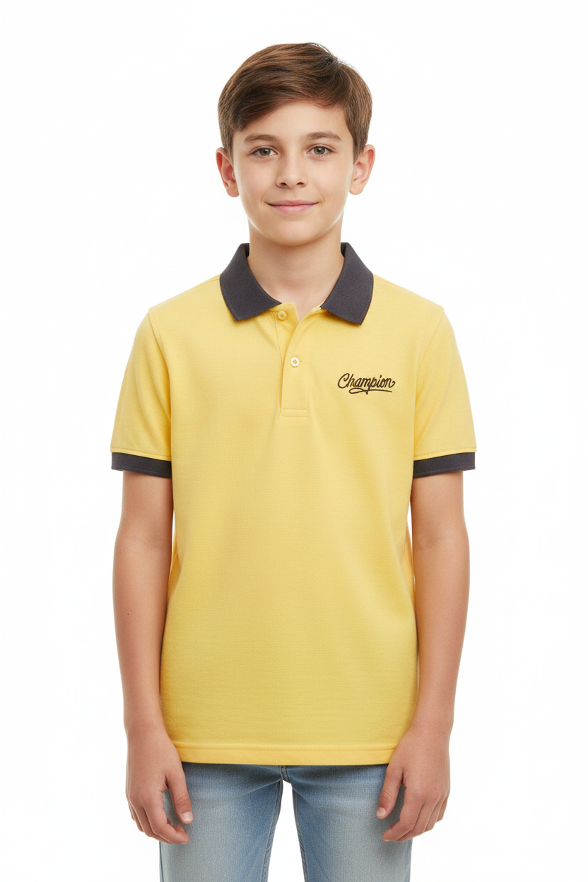 Boys Champion Yellow Polo - 11-12 Year