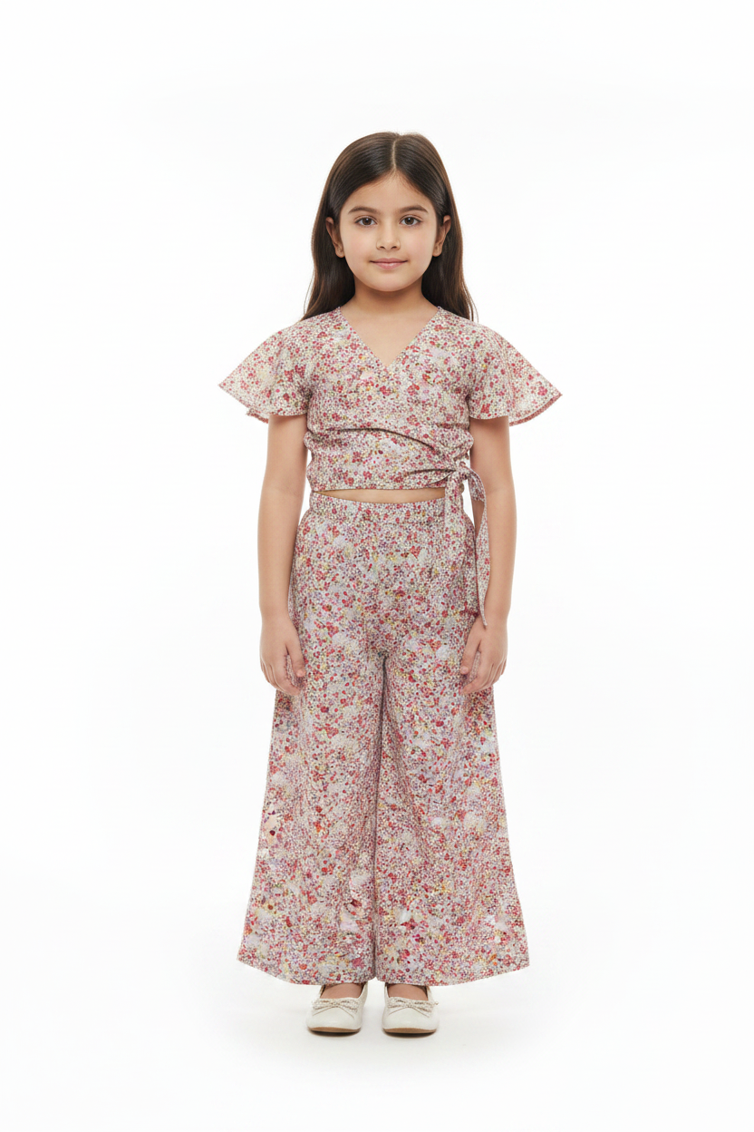 Girls Pink Ditsy Floral Co-ord Set Main image