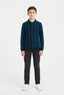 Outfitt Boys' Teal & Black Striped Long-Sleeve Polo Shirt with Matching Trousers